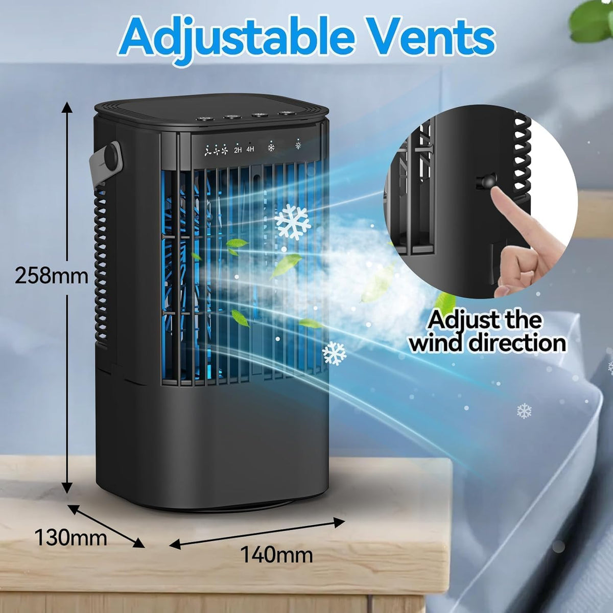 Portable Air Cooler - Mini Air Conditioner with Handle,Upgraded Portable Small Air Conditioner Mini Evaporative Cooler Small AC with 3 Wind Speed & 7 Night Light for Room Home Bedroom
