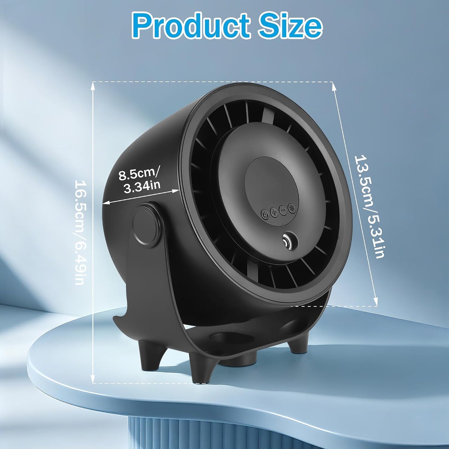 Rechargeable Bedside Cooling Fan with Mist Spray – 6000mAh Portable Desk Fan, 90° Rotation, 3 Speeds, LED Display, Quiet USB Fan for Bedroom, Office & Travel