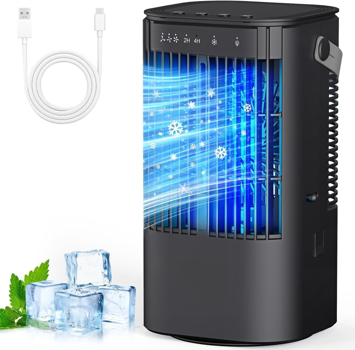 Portable Air Cooler - Mini Air Conditioner with Handle,Upgraded Portable Small Air Conditioner Mini Evaporative Cooler Small AC with 3 Wind Speed & 7 Night Light for Room Home Bedroom